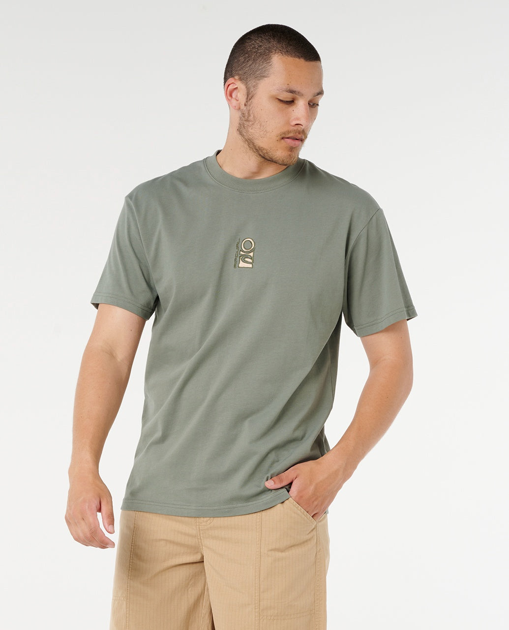 SEARCH STACK EMBROID T - cactus green